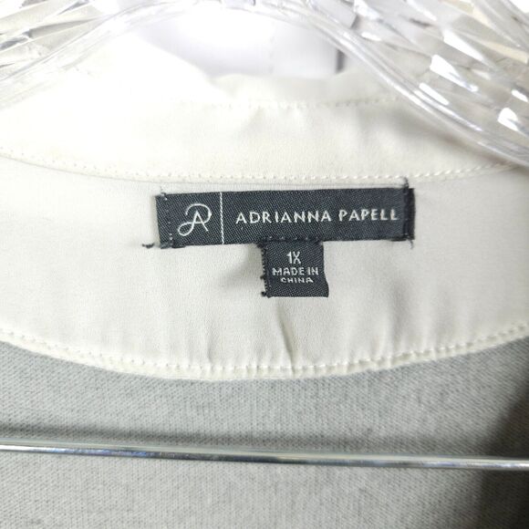 Adrianna Papell Women’s 1X Gray V-neck Layered Sweater Vest And Blouse - Picture 2 of 7